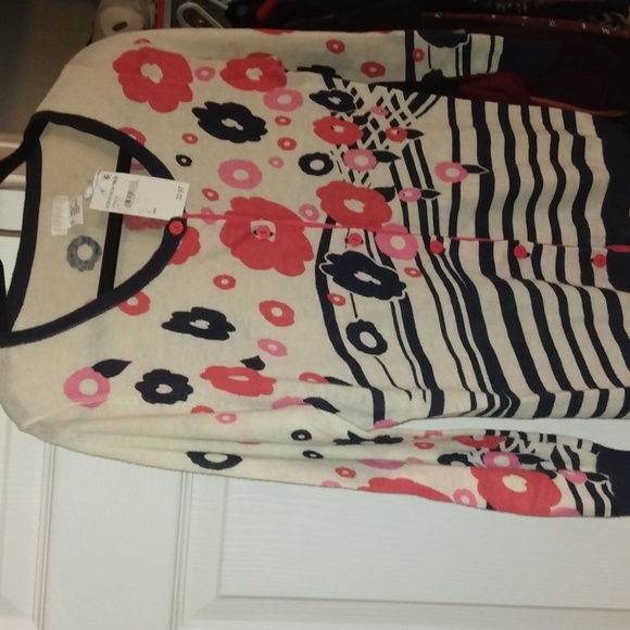 Cooperative Nordstrom floral blue and pink button down cardigan Sz Small - Picture 17 of 17